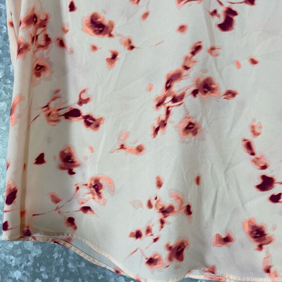 Worthington Pink Abstract Floral Sleeveless Chiffon Top - Size Small - Rib Neck - Picture 3 of 6